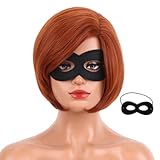 MAGQOO Dark Orange Wig Side Part 12 Inches Short Straight Bob Wig Reddish Brown Hair Women Girls Synthetic Halloween Costume Cosplay Wigs