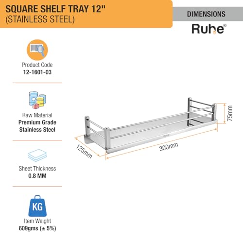 Image of Ruhe Stainless Steel Multipurpose Shelf for Bathroom Organizer | 12 Inches | Stand for Wall | Wall Storage Shelf | Toilet /Bathroom Self Rack for Essential | Silver