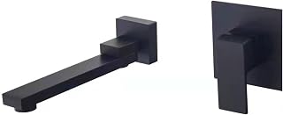 Grifería De Baño Grifería Para Lavabo Empotrable De Pared Monomando Dividida Fría Y Caliente Empotrada En La Pared Abatible Negra