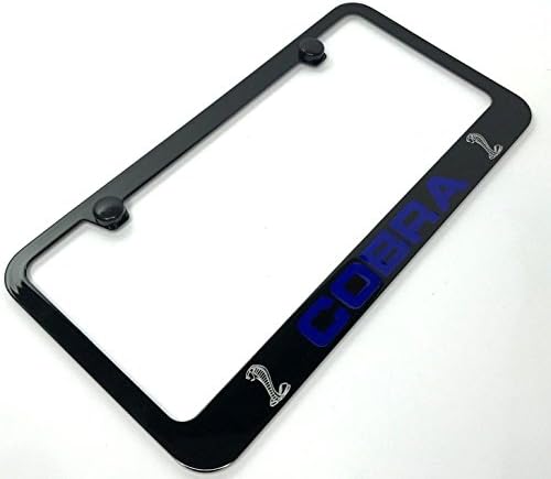 Liphontcta RandWSpeedShop Mustang Cobra Black License Plate Frame Engraved Blue