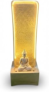 3feet Water Fountain Cream Buddha Garden Water Fountain Indoor Outdoor Fountain for Home Office Living Room Decor with LED Lights and Water Pump