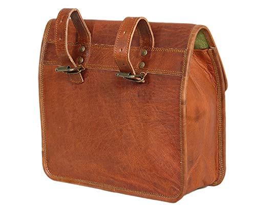 Shabana Handicraft Leather Bike Panniers Bicycle Handlebar Bag (Dark Brown) #TOP1