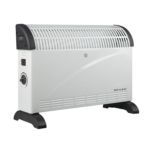 BRASQ Elektrische Convectorkachel - Elektrische Kachel - Compact en Geruisloos - Verstelbare thermostaat 750/1250/2000 watt - Verwarming wit - CH300