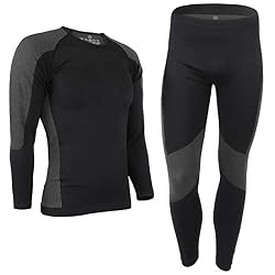 ALPIDEX Biancheria Intima Termica Uomo Funzionale sottotuta Sci Traspirante riscaldante Autunno Inverno, Taglia:S/M, Colore:Nero-Grigio