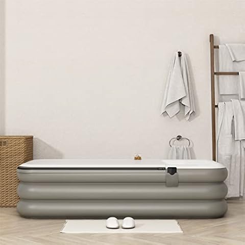 WBHome Inflatable Bath Tub PVC Portable Adult Bathtub Bathroom SPA with Electric Air Pump, Cup Holder, Phone Pocket, 118 inch Long Pipe Cover