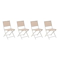 Hespéride – Set di 4 sedie da giardino pieghevoli Modula, lino beige – Acciaio verniciato a polvere epossidica, finitura Texaline – Dimensioni 46 x 52 x 87 cm – Mobili da esterno pieghevoli