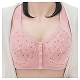 Womens Bras Front Closure Women's Vest Comfort Printed Bra Front Button Underwear Plus-Size Brassiere for Women (Pink, 80B) - Image 2