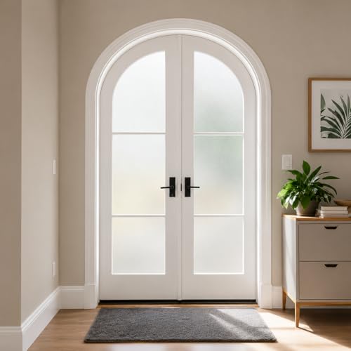 Image of CVANU Frosted Glass Covering Privacy Window Film, Self Adhesive Waterproof Vinyl Sticker for Glass Doors, Windows, Bathroom & Office Use (12 x 100 Inch)