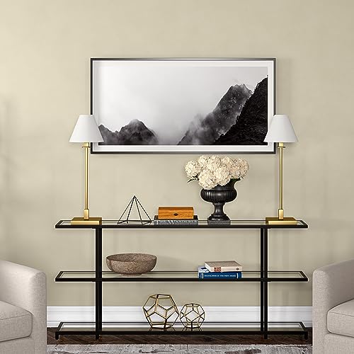 Henn&Hart 28" Modern 1-Light Table Lamp with White Fabric Cone Shade for Dining Room, Living Room, or Office, Gold/Cloud White by Henn&Hart - Image 5