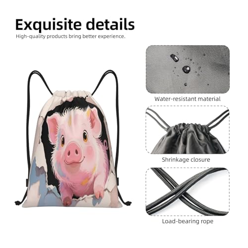 Funny Pig And Wall Drawstring Backpack Sackpack Sport Gym Sackpack String Bag For Sport Swim Yoga4