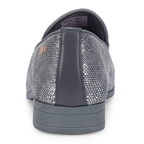 Uubaris Mens Loafers Dress Shoes Wally Comfortable Walking Shoes Tuxedo Shoes Snake Silver Size 8.5 #TOP4