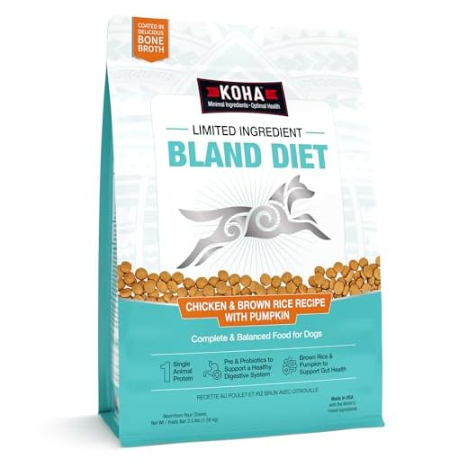 KOHA Limited Ingredient Bland Diet Dry Food for Dogs - Chicken & Brown Rice Recipe, Sensitive Stomach Dog Food - Pumpkin for Digestive Support, 3.5 lbs