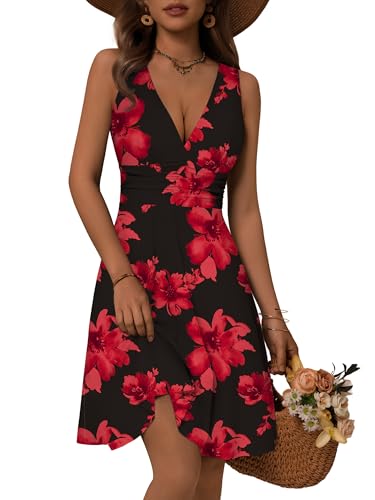 OURIN Vacation Outfits for Women Summer Sun Dress Empire Waist for Tummy Control Plus Size Dresses...