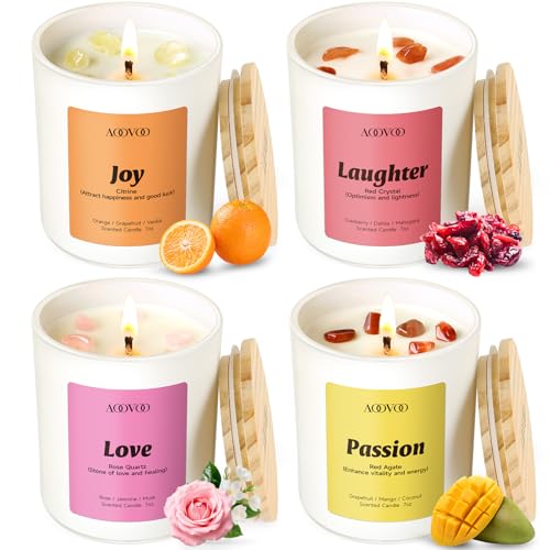 AOOVOO Energy Candles Set for Women - 4 Pack Soy Candles for Home Scented