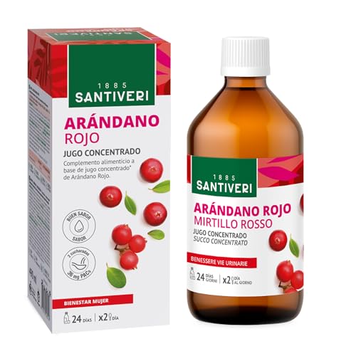 SANTIVERI - Concentrado de Arándano Rojo con Alto Contenido en Proantocianidinas 180mg/100ml, Sin Azúcar - Frasco de 490 ml