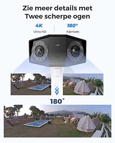 4K UHD Beveiligingscamera Dubbele Lens 180° Panorama IP66 Waterdicht Persoon Dier Voertuig Detectie - Afbeelding 3