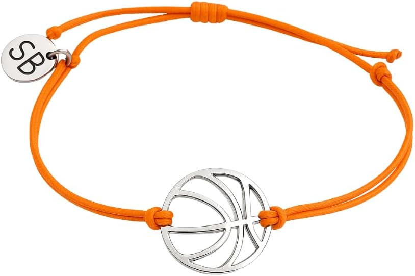 Sportybella Basketball Bracelet - Waterproof Girls Basketball Jewelry, Stainless Steel Adjustable Waterproof Charm Bracelet with Basketball Charm -Gift for Female Basketball Players