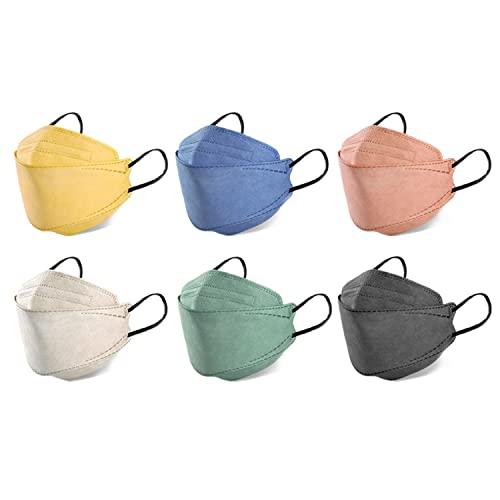 Leorx 60Pack 4-Layer 3D Design KF94 Masks, Multicolor Protecting Face Filter, No Ache Earloop