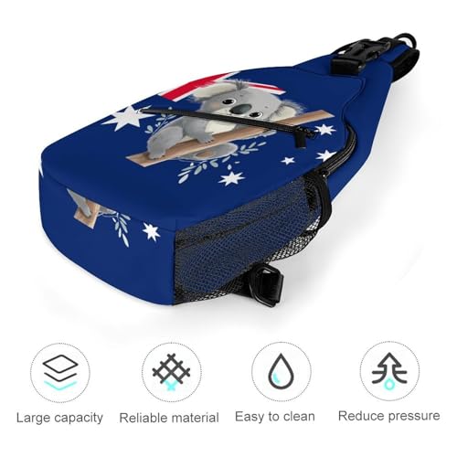 Koala Australia Flag Crossbody Sling Backpack Casual Chest Bag Fanny Pack for Women Men Travel Hiking 5