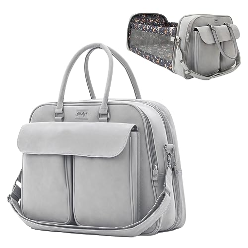 Image of Gladly Family Pod Diaper Bag Compact Folding Changing Station and Water-Resistant Travel Cot with Stroller Attachment Strap, Whisper Grey