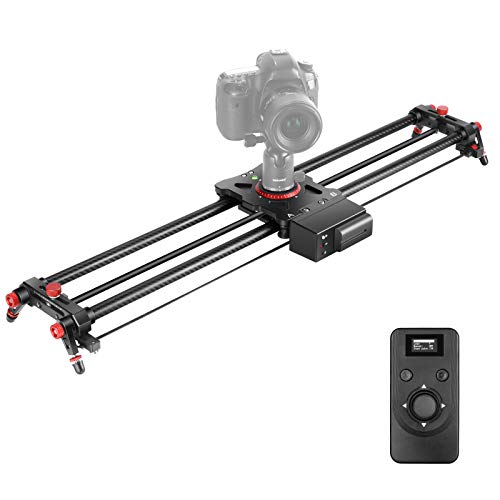 Neewer Motorized Camera Slider, 31.5-inch 2.4G Wireless Control Carbon Fiber Track Rail with Mute Motor/Time Lapse Video Shot/Follow Focus Shot/120 Degree Panoramic Shot for DSLRs, Load up to 22 lbs