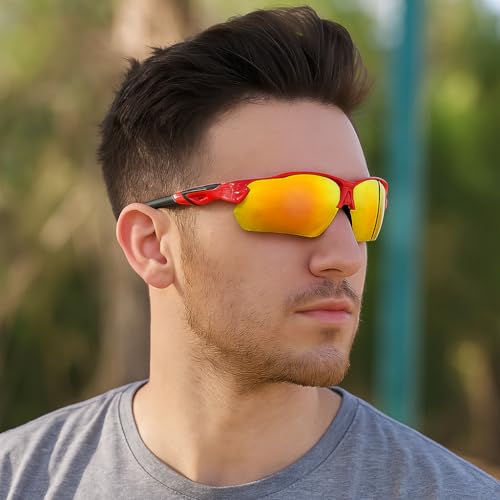 Image of Zynic Men's Stylish Sports Sunglasses with Case| UV400 Protection Classic Wrap Around Googles |Sports Shades for Driving,Cyclining Outdoor & Travel
