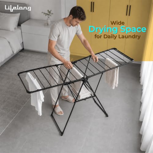 Image of Lifelong Foldable Cloth Drying Stand | Rack for More Drying Space | Collapsible Laundry | Strong & Durable | Anti-Skid | Cloth Dryer with Iron Legs