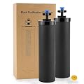 Black Activated Carbon Water Filter with UF Membrane Compatible with Berkey® BB9-2 Black Filters Black Purification Elements fit for Gravity Water Filter System for Home,Travel and Outdoors