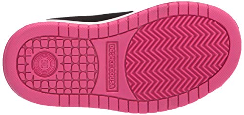 DC girls Court Graffik Skate Shoe, Black/Pink Stencil, 11 Little Kid US4
