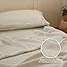 Simple&Opulence 100% Linen Sheet Set with Embroidery Washed - 4 Pieces (1 Flat Sheet & 1 Fitted Sheet & 2 Pillowcases) Natural Flax Soft Bedding Breathable Farmhouse - Linen, Queen Size