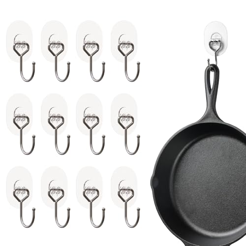 Wrap-It Storage Sticky Hooks - Large (12-Pack) - Waterproof Clear