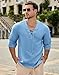 Men's Fashion Shirt Short Sleeve Beach V-Neck Drawstring Solid Color Yoga African Summer Top Solid Light Blue 4XL
