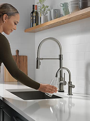 Image of Delta Contemporary Beverage Dispenser Faucet, Black Drinking Water Kitchen Sink Faucet, Black Stainless 1930-KS-DST