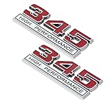 2Pc 345 V8 5.7 Liter Engine High Performance Emblem Badge Logo Chrome Black Red