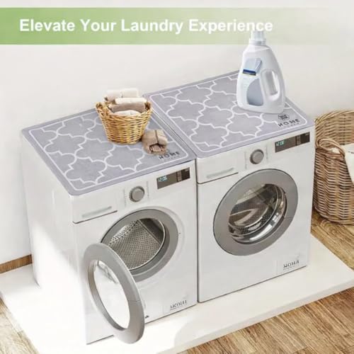 Image of Homecloud Non-Slip Washing Machine Mat - Durable Waterproof Protective Cover for Washer & Dryer, Dust-Resistant Mat Ideal for Laundry Room & Kitchen Appliances (Grey)