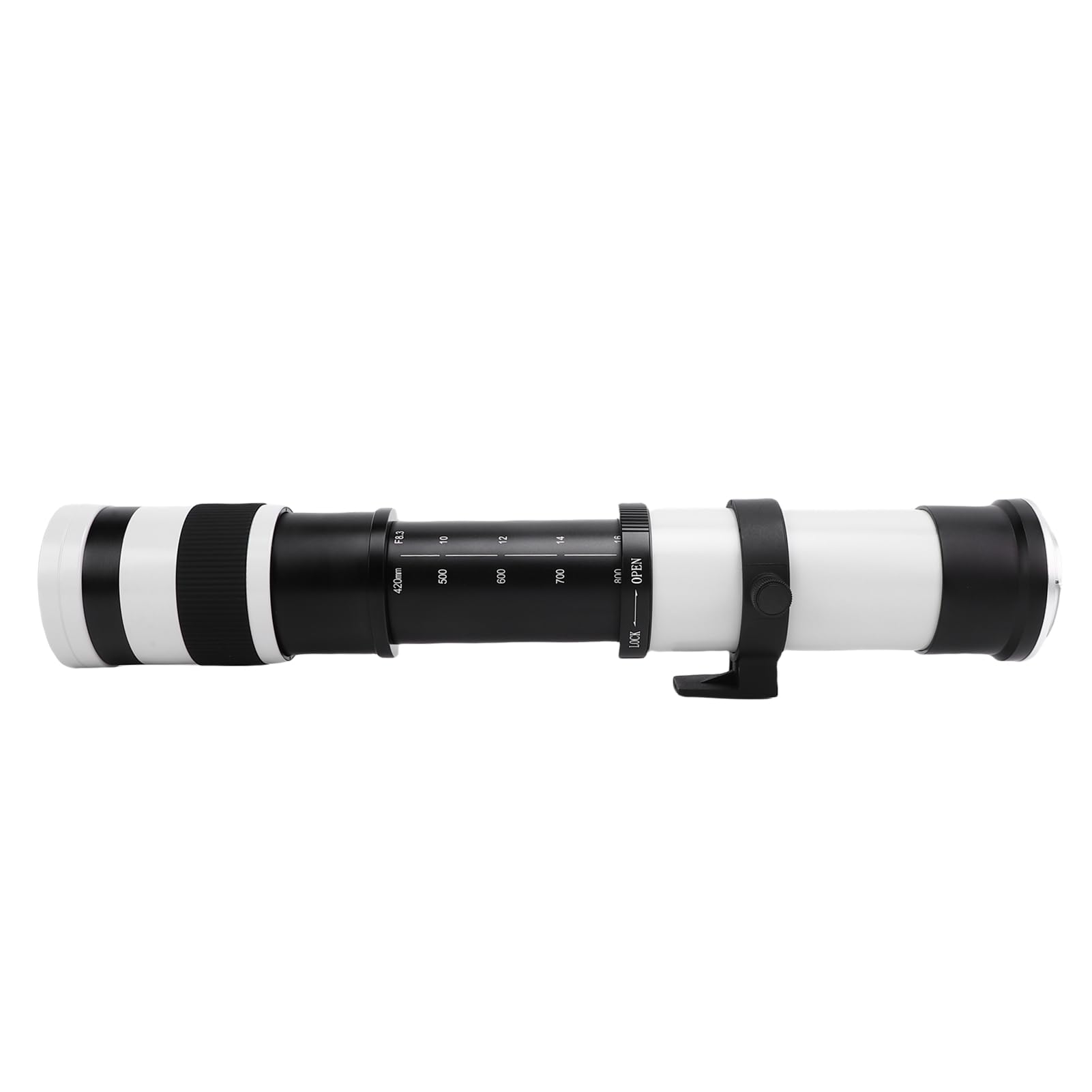 F8.3 Camera Teobiektyw z Zakresem Ogniskowym 420-800 Mm dla RF Montaż Bezlusterkowy Aparat, Ręczny Kąt Widoku 6 °. Dwie Grupy, Cztery Ostrza Struktura Optyczna (WHITE)