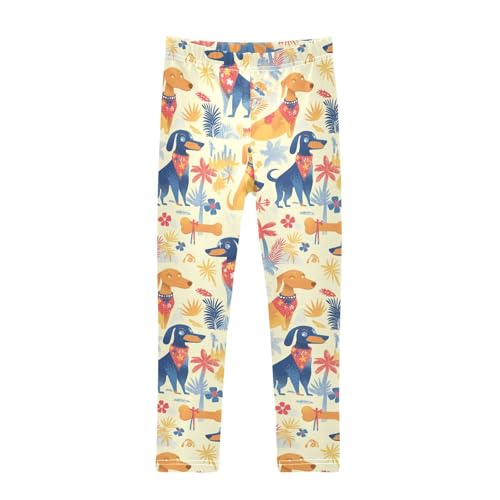 KLL Dachshund Dreams of A Bone Little Girls Athletic Leggings Stretchy Full Length Workout Pants Exercise