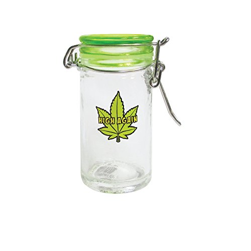 Mini Mason Jar 2 Ounce - Marijuana Pot Leaf Container and Smell Proof