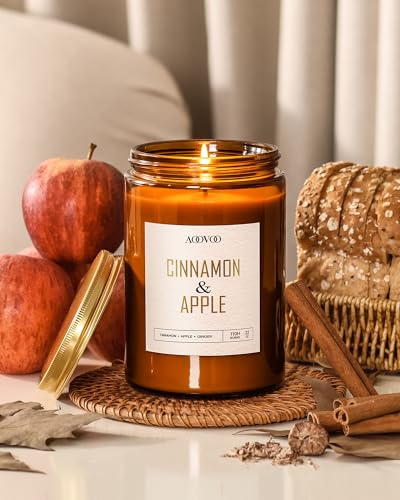 Image of AOOVOO Apple Cinnamon Candles - 22 oz Scented Candles, Aromatherapy Candle, Soy Candle for Home Scented
