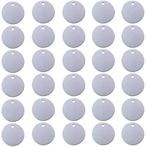 Circle Metal Tags for Engraving or Stamping - Aluminum 1 inch Round with Hole - 30 Pieces Cover