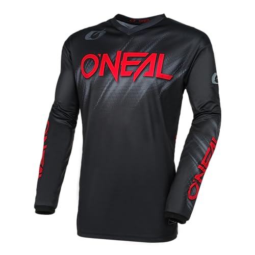 O'NEAL | Maillot Motocross Manga Larga | MX Enduro | Protección Acolchada Codos, Cuello en V, Transpirable | Maillot Element Voltage V.24 | Adulto | Negro Rojo | Talla S