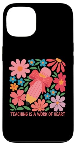 Teaching Is A Work Of Heart - Lápiz floral vibrante Carcasa para iPhone 13