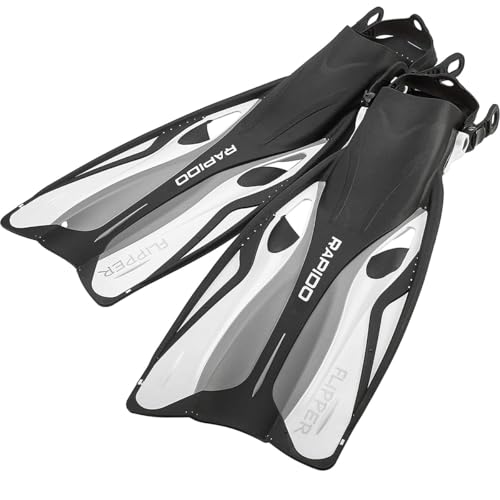 Rapido Flipper Open Heel Fins - White, Small/Medium
