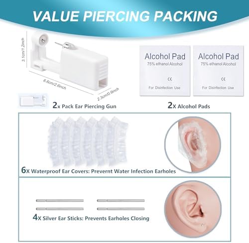 Avyring Oorpiercingset, Oorgaatjesset, wegwerp, steriel, 316L chirurgische staal, oorstekers met gekleurde zirkonia, gemengde vormen, zelf steken, oorbellen met 4 mm of 5 mm zirkonia, Roestvrij staal Avyring Oorpiercingset, Oorgaatjesset, wegwerp, steriel, 316L chirurgische staal, oorstekers met gekleurde zirkonia, gemengde vormen, zelf steken, oorbellen met 4 mm of 5 mm zirkonia, Roestvrij staal
