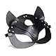 Moinha Katzenmaske Sexy PU Leder BDSM Fuchs Masken Damen Maskerade Bondage Maske Catwoman Maske Damen Katze Mask Halbgesichtsmaske Maskenball Augenmaske Adult Sex Produkte SM Sexspielzeug (Schwarz)