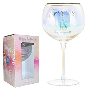 The Leonardo Collection 5010792441757 Geburtstagsgin-Glas mit holografischer/irisierender Aufschrift – Gorgeous at 18