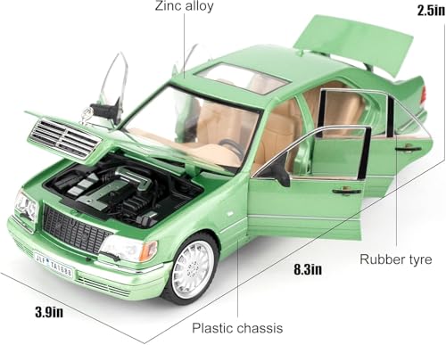 Image of 1:24 Benz W140 S320 Model Car, Diecast Collectible Pull Back Toy Car, Retro Classic Car with Sound and Light for Adults, Kids, Boys (Green)