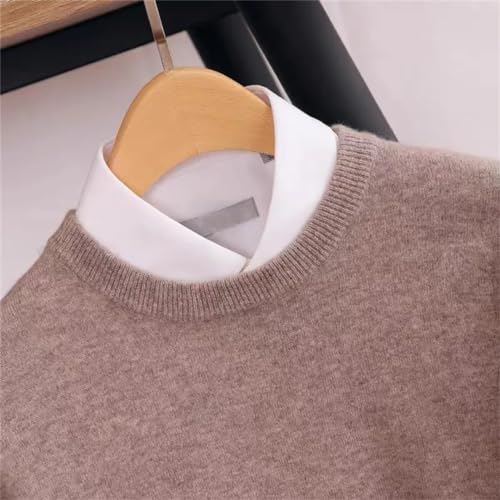 Merino Wool Sweater Men's Round Neck Thickened Tops Autumn Winter Soft Warm Casual Solid Color Knitted Pullover4
