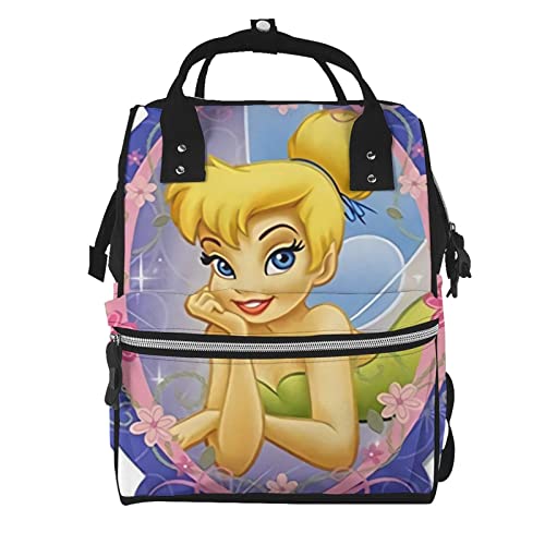 Tinker Bell and the Pirate Fairy Tinkerbell Bolsa de pañales, mochila para pañales, bolsa multifunción de gran capacidad, mochila informal, mochila de viaje para lactancia, mochila para pañales