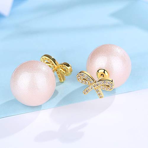 Lovely Bow-Knot Design Paved Petite CZ Crystal Fashion Stud Earring for Double Side Cute Earrings Gir